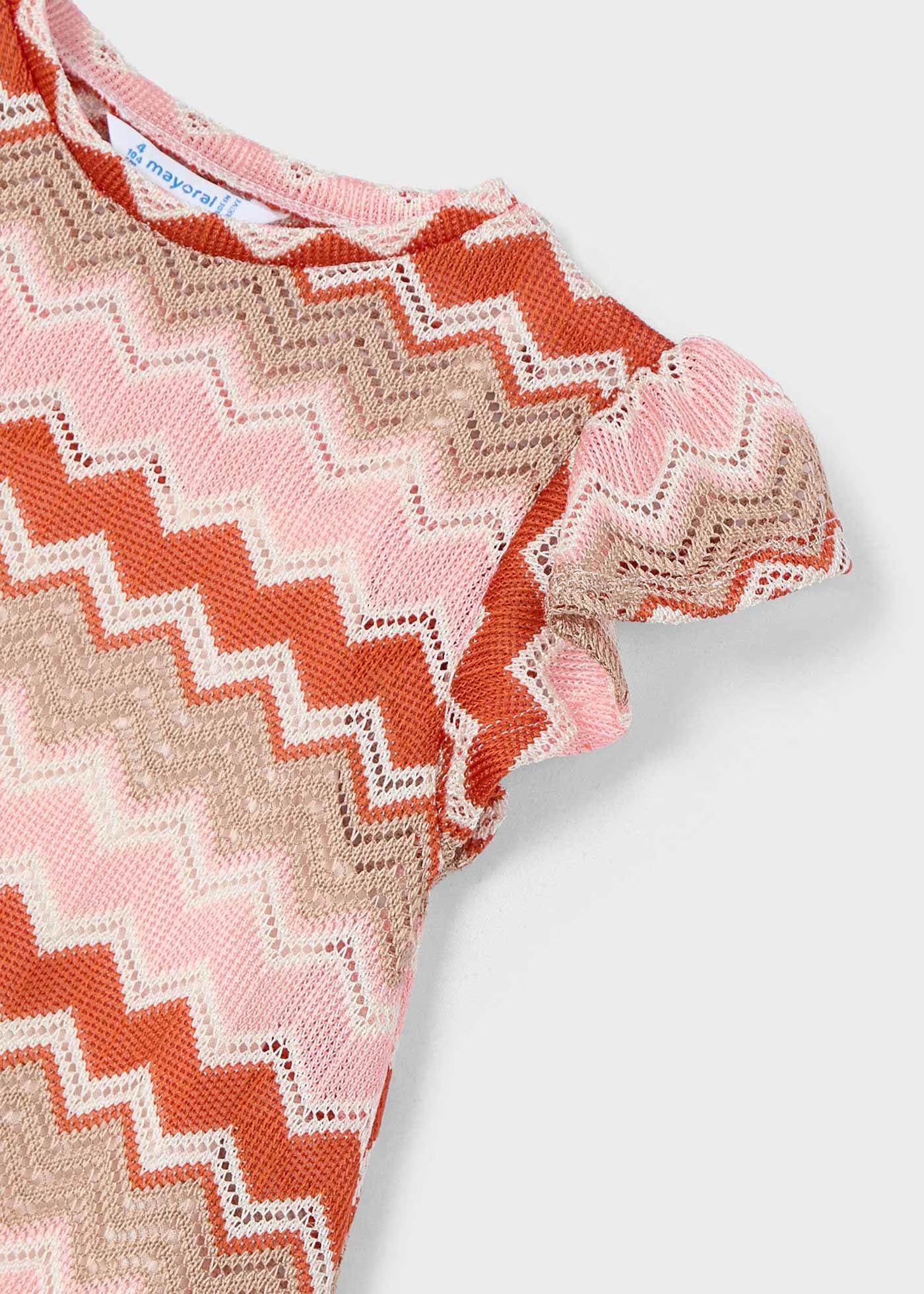 Vestito volant bambina Mayoral fantasia zigzag rosa salmone Mayoral Rosa