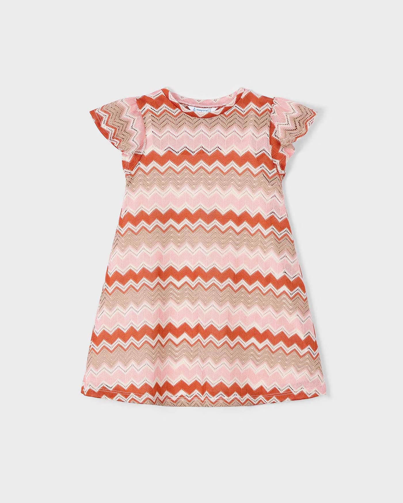 Vestito volant bambina Mayoral fantasia zigzag rosa salmone Mayoral Rosa