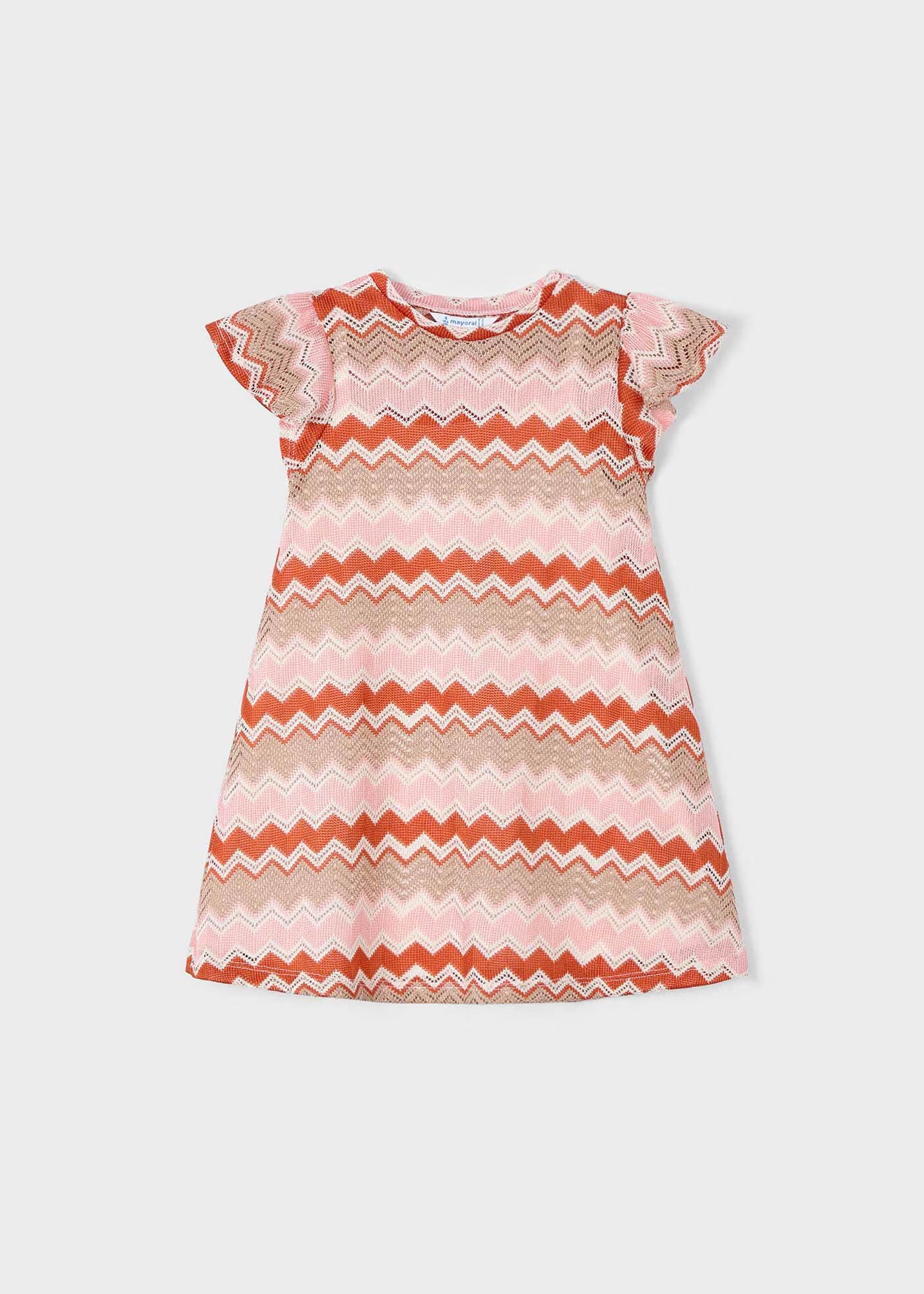 Vestito volant bambina Mayoral fantasia zigzag rosa salmone Mayoral Rosa