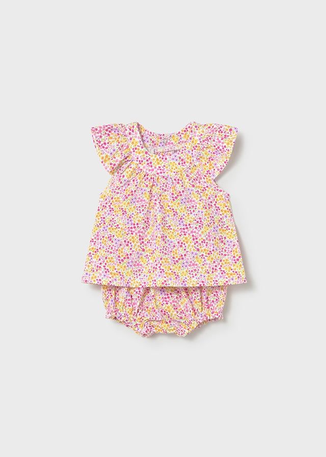 Completo estivo neonata Mayoral Newborn giallo ricamo mongofliera e multicolor Mayoral 0-1 Mesi 55cm