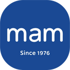 Logo MAM blu con scritta Since 1976