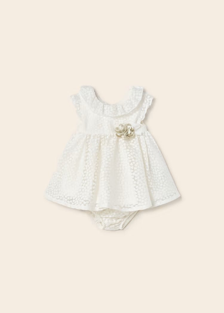 Abito cerimonia con copri pannolino neonata Mayoral Newborn panna - ErreGiModaBimbo