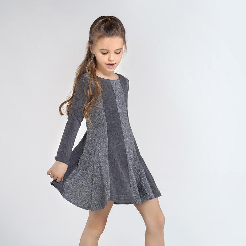 mayoral grey dress Grey Knit Dress with Silver Bows