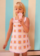 Abito bambina maglia crochet lilla primavera-estate