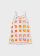 Abito bambina maglia crochet lilla con dettagli colorati