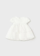 Abito velluto e chiffon neonata Mayoral Newborn color panna - ErreGiModaBimbo