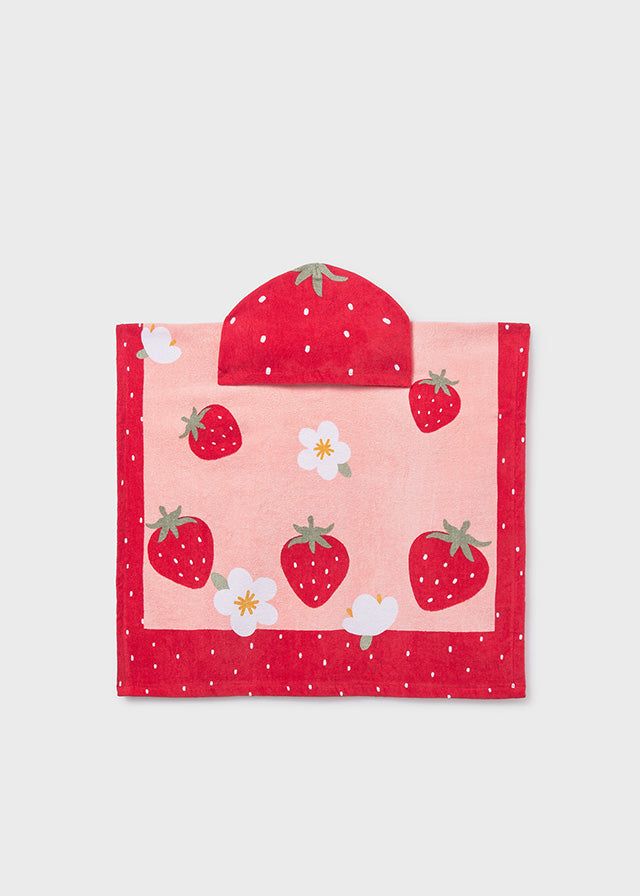 Asciugamano mare con cappuccio neonata Mayoral Newborn fragole rosso Mayoral