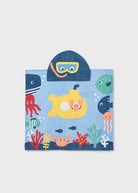 Asciugamano mare con cappuccio neonato Mayoral Newborn Fauna Marina blu Mayoral