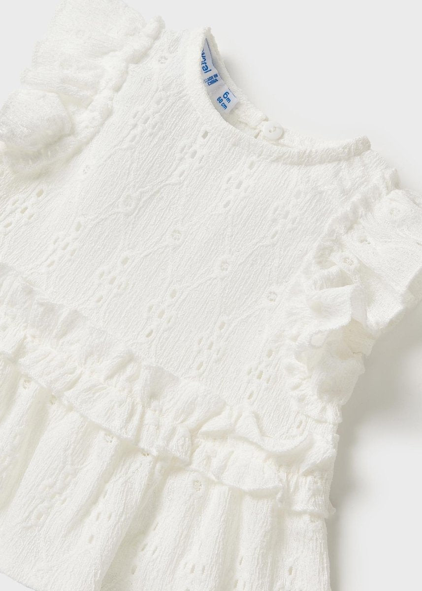 Blusa combinata neoanta Mayoral bianca ricami - ErreGiModaBimbo