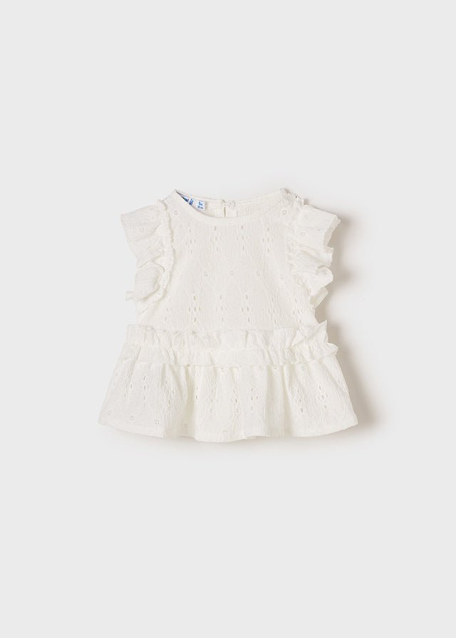Blusa combinata neoanta Mayoral bianca ricami - ErreGiModaBimbo