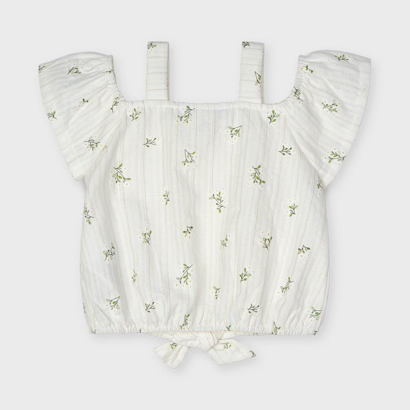 Blusa manica corta bambina Mayoral bianca stampata - ErreGiModaBimbo