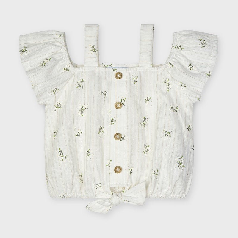 Blusa manica corta bambina Mayoral bianca stampata - ErreGiModaBimbo