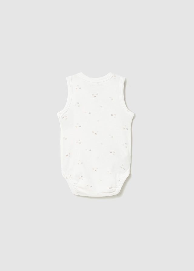 Body smanicato fresco cotone neonati Mayoral Newborn panna loghi beige Mayoral 0-1 Mesi 55cm