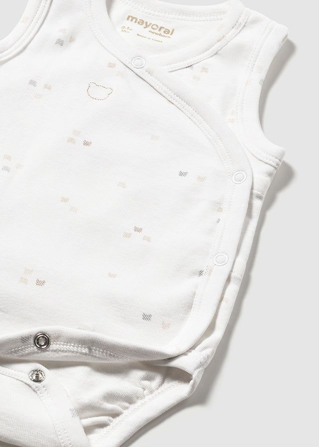 Body smanicato fresco cotone neonati Mayoral Newborn panna loghi beige Mayoral 0-1 Mesi 55cm