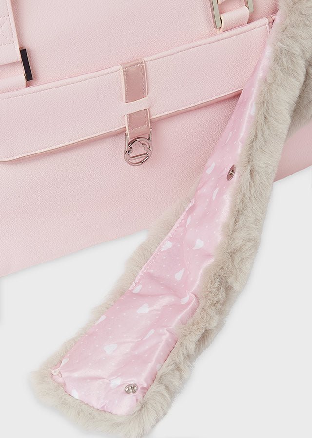 Borsa maternità Mayoral similpelle dettaglio pellicciotto rosa - ErreGiModaBimbo