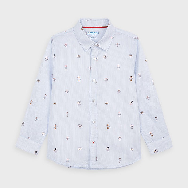 Camicia bambino Mayoral fantasia azzurra fantasie Montagna - ErreGiModaBimbo