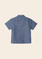 Camicia bavero manica corta lino bambino Mayoral azzurro scuro - ErreGiModaBimbo
