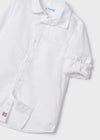 Camicia bianca lunga con fibia accorcia manica bambino Mayoral - ErreGiModaBimbo