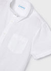 Camicia bianca manica corta colletto coreana lino bambino Mayoral - ErreGiModaBimbo
