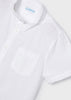 Camicia bianca manica corta colletto coreana lino bambino Mayoral - ErreGiModaBimbo
