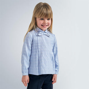 Camicia blusa bambina Mayoral motico quadri azzurra - ErreGiModaBimbo