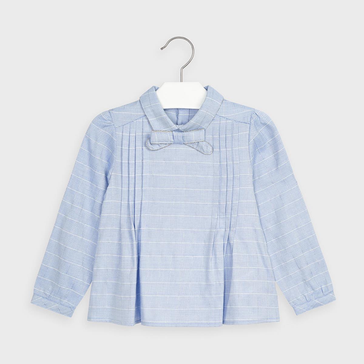 Camicia blusa bambina Mayoral motico quadri azzurra - ErreGiModaBimbo