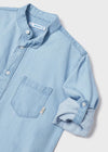 Camicia colletto coreana manica lunga bambino Mayoral jeans chiaro - ErreGiModaBimbo