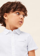 Camicia manica corta fresco cotone bambino Mayoral bianca - ErreGiModaBimbo