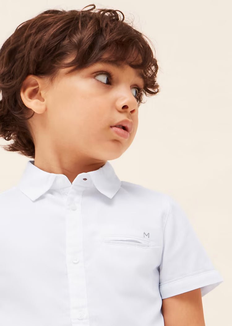 Camicia manica corta fresco cotone bambino Mayoral bianca - ErreGiModaBimbo