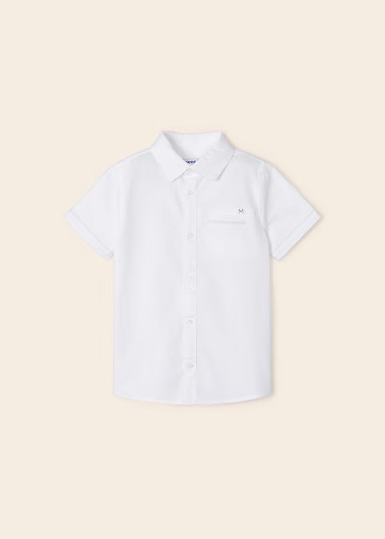 Camicia manica corta fresco cotone bambino Mayoral bianca - ErreGiModaBimbo