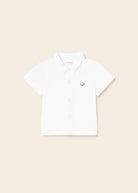 Camicia manica corta logo Mayoral Newborn neonato bianca - ErreGiModaBimbo