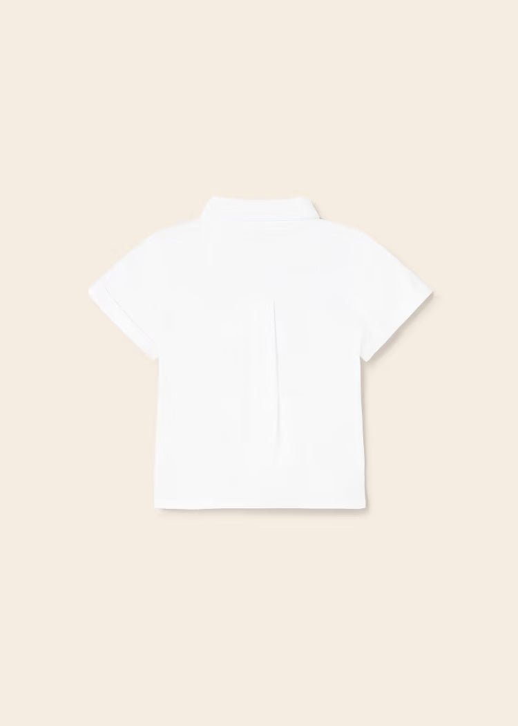 Camicia manica corta logo Mayoral Newborn neonato bianca - ErreGiModaBimbo