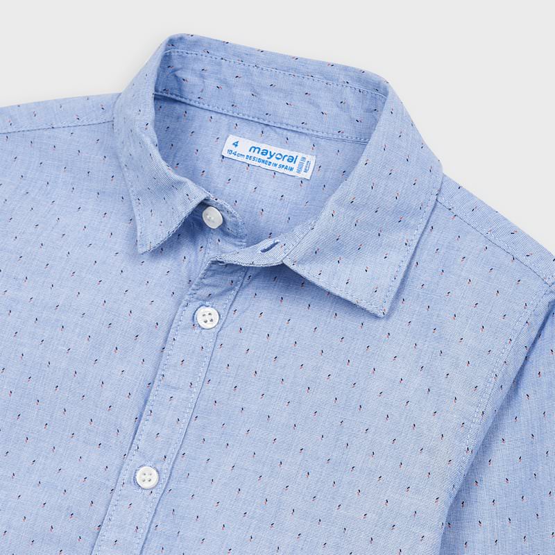 Camicia manica lunga bambino Mayoral azzurra fantasia regolare - ErreGiModaBimbo