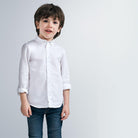 Camicia manica lunga bambino Mayoral tinta unita bianca - ErreGiModaBimbo