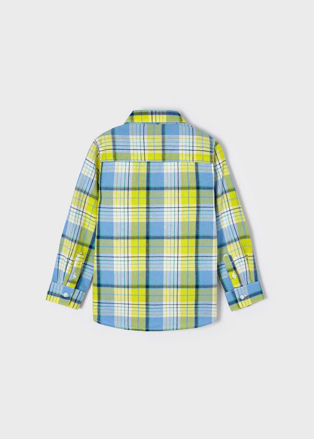 Camicia manica lunga lino quadri limone bambino Mayoral - ErreGiModaBimbo