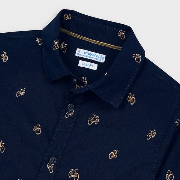 Camicia maniche lunghe bambino Mayoral blu fantasia Biciclette - ErreGiModaBimbo