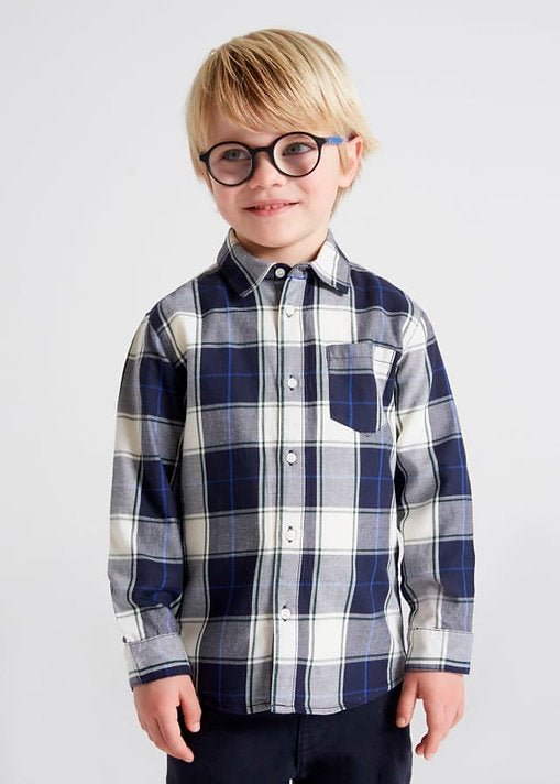 Camicia overshirt bambino Mayoral quadri blu - ErreGiModaBimbo