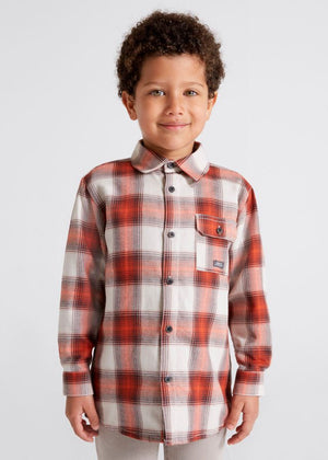 Camicia overshirt bambino Mayoral quadri mattone - ErreGiModaBimbo