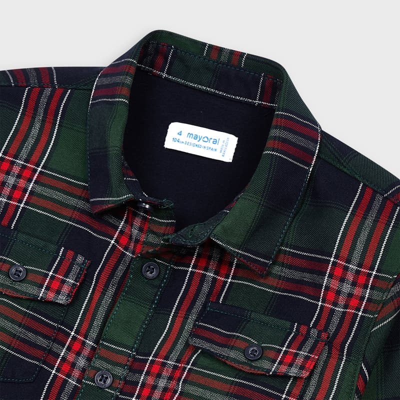 Camicia overshirt bambino Mayoral quadri verde e rosso - ErreGiModaBimbo