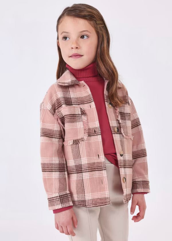 Camicia Overshirt stampata bambina Mayoral rosa quadri - ErreGiModaBimbo