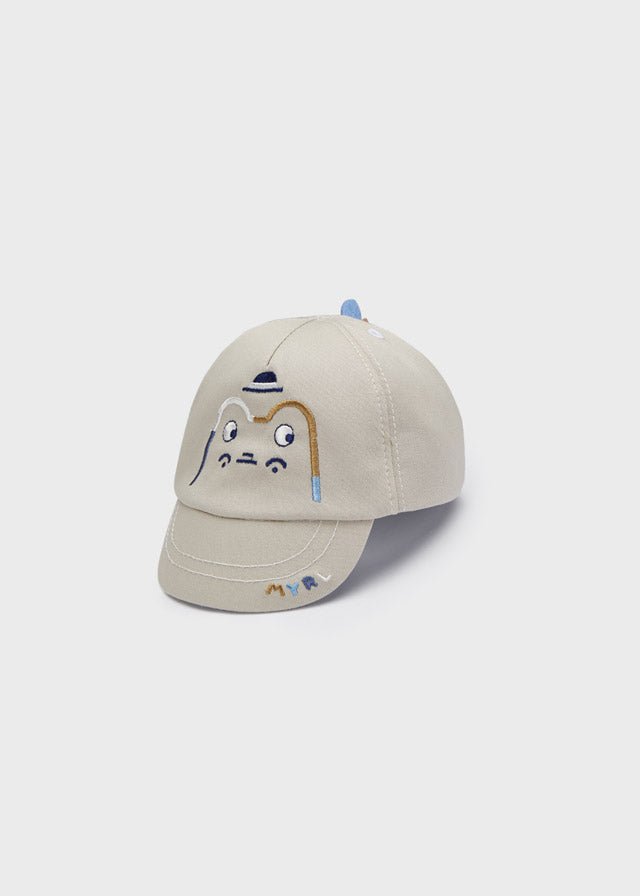 Cappello beige motivo ricamato in cotone neonato Mayoral - ErreGiModaBimbo