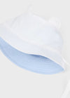 Cappello cotone reversibile  bianco e azzurro neonato Mayoral