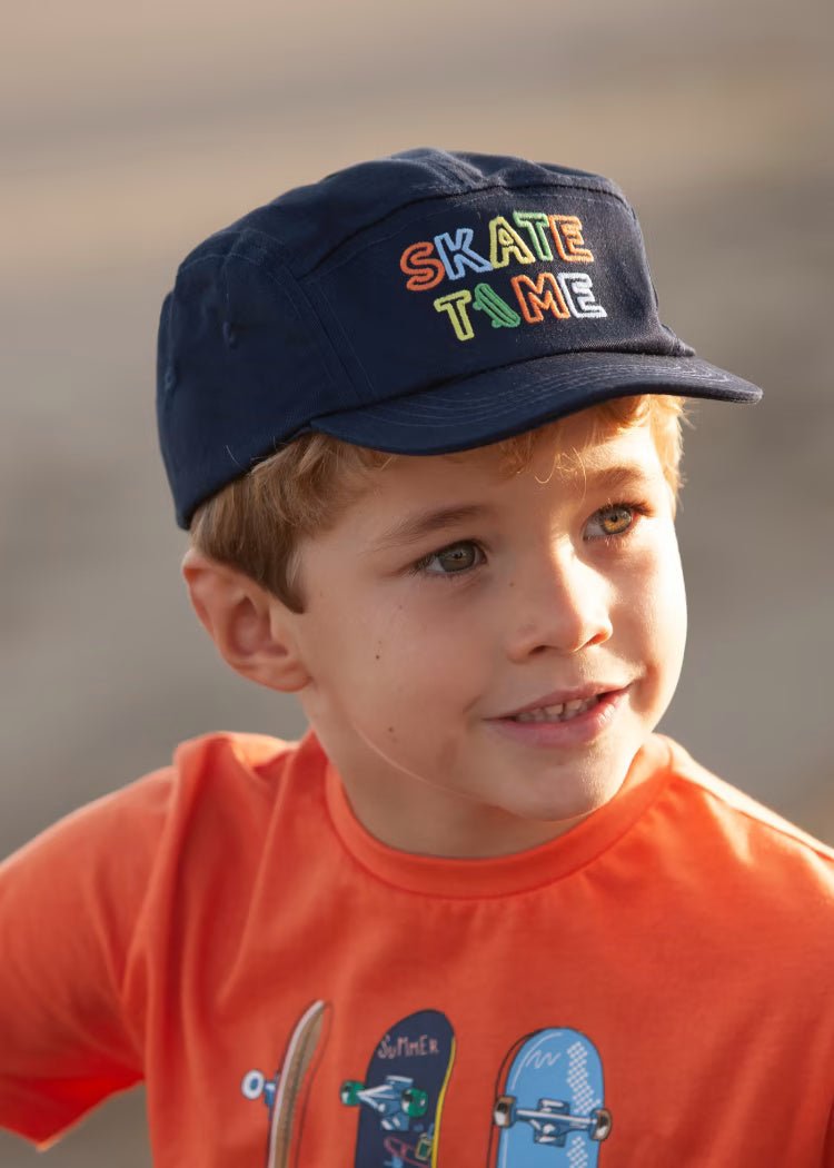 Cappello skater ricamato blu cotone bambino Mayoral - ErreGiModaBimbo