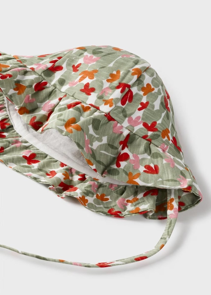 Cappello stampato cotone neonata Mayoral verde arancio floreale Mayoral Verde