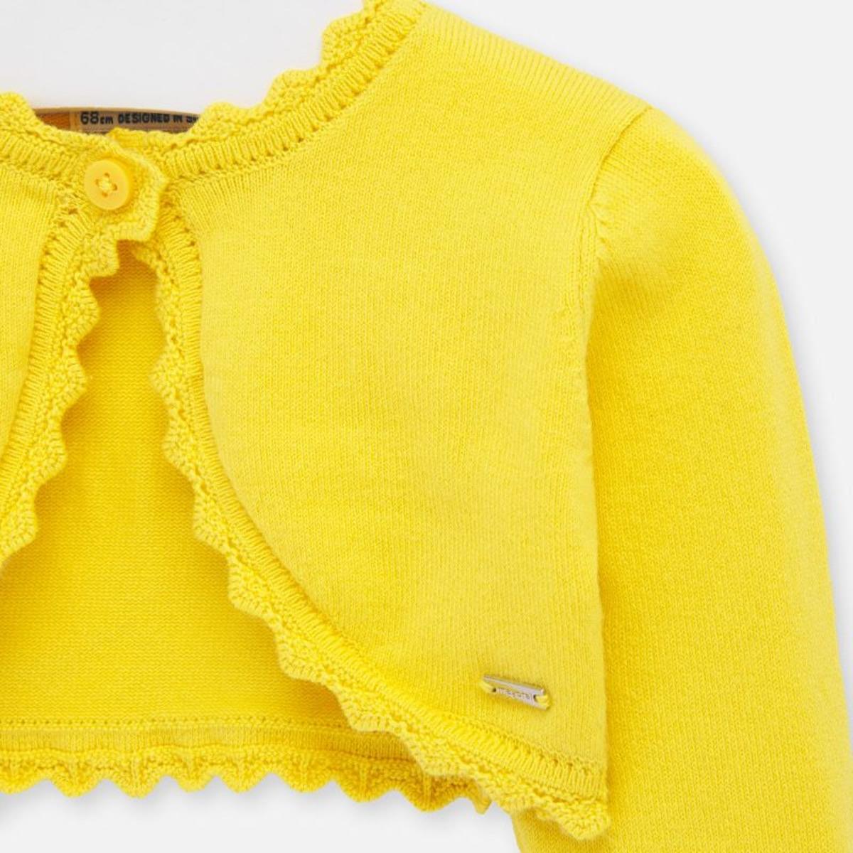 Cardigan bambina Mayoral basica Gialla con merletto - ErreGiModaBimbo