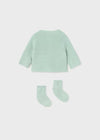 Cardigan con calzini Mayoral Newborn in filo di cotone verde - ErreGiModaBimbo
