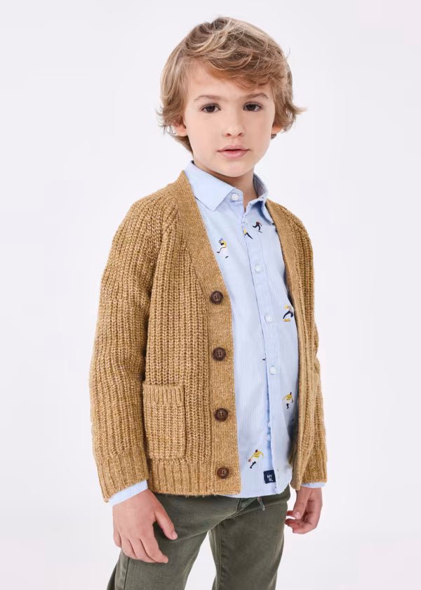 Cardigan in maglia bottoni bambino Mayoral Castagna - ErreGiModaBimbo