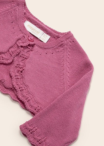 Cardigan neonata Mayoral bolerino tricot cotone rosa tulipano - ErreGiModaBimbo