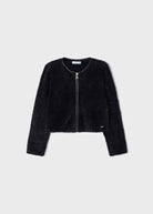 Cardigan pellicciotto bambina Mayoral nero - ErreGiModaBimbo
