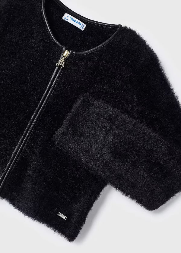 Cardigan pellicciotto bambina Mayoral nero - ErreGiModaBimbo